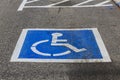 Blue marked parking for disabled