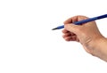 Blue marker in hand Royalty Free Stock Photo