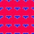 Blue Marker pen attachment icon isolated seamless pattern on red background. Vector Royalty Free Stock Photo