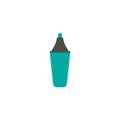 Blue marker pen, highlighter, felt tip pen icon. Isolated on white. Flat line icon. Royalty Free Stock Photo