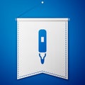 Blue Marker pen icon isolated on blue background. Felt-tip pen. White pennant template. Vector Royalty Free Stock Photo