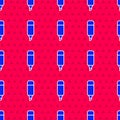 Blue Marker pen icon isolated seamless pattern on red background. Vector Illustration Royalty Free Stock Photo