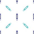 Blue Marker pen icon isolated seamless pattern on white background. Vector Royalty Free Stock Photo