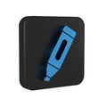 Blue Marker pen icon isolated on transparent background. Black square button. Royalty Free Stock Photo