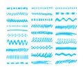 Blue Marker strokes set Royalty Free Stock Photo