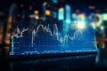 Blue market graph shines on tech backdrop, grid enhancing data precision visually