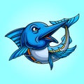 Blue Marlin fish cartoon Royalty Free Stock Photo