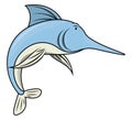 Blue Marlin Fish Cartoon Color Illustration Royalty Free Stock Photo