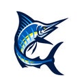 Blue Marlin Fish Mascot Cartoon Royalty Free Stock Photo