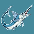 Blue marlin fish, vector graphic