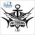 Blue marlin fishing logo illustration. Vector illustration.