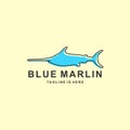 Blue marlin logo with flat design