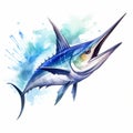 Colorful Watercolor Swordfish Clipart With White Background