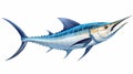 Blue Marlin Fish Image With Editorial Illustrations And Precisionism Influence