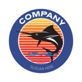 Blue Marlin with sunset background logo Royalty Free Stock Photo