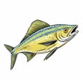 Colorful Striped Bass Illustration In Cartoon Style Royalty Free Stock Photo