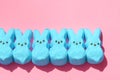 Blue marshmallow bunnies on pink