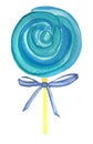 Blue marshmallow on a stick with a bow