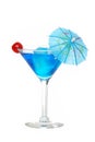 Blue martini with a cherry Royalty Free Stock Photo