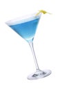 Blue Martini, cocktail and lemon Royalty Free Stock Photo