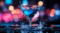 Blue Martini Cocktail Splash Nightlife Party Royalty Free Stock Photo