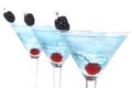 Blue martini cocktails row alcohol