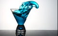 Blue Martini Glass Splashing Royalty Free Stock Photo