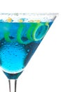 Blue martini with lemon spiral Royalty Free Stock Photo