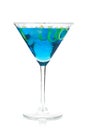 Blue martini with lemon spiral Royalty Free Stock Photo