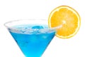 Blue martini with orange slice Royalty Free Stock Photo