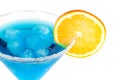 Blue martini with orange slice Royalty Free Stock Photo