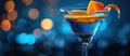 Blue Martini With Orange Slice Royalty Free Stock Photo