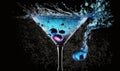 a blue martini with a splash of water on the rim Royalty Free Stock Photo