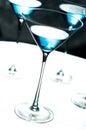 Exciting Blue Martinis on Dazzling Metallic Tray Royalty Free Stock Photo