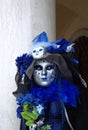 The blue mask with the blue rose at the Venice carnival