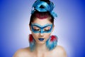 Blue mask woman Royalty Free Stock Photo