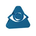 Blue Masons symbol All-seeing eye of God icon isolated on transparent background. The eye of Providence in the triangle.