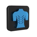 Blue Massage icon isolated on transparent background. Relaxing, leisure. Black square button.