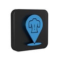 Blue Massage icon isolated on transparent background. Relaxing, leisure. Black square button.