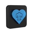 Blue Massage icon isolated on transparent background. Relaxing, leisure. Black square button.