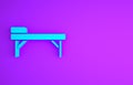 Blue Massage table icon isolated on purple background. Minimalism concept. 3d illustration 3D render