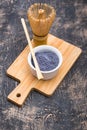 Blue matcha powder from Butterfly pea Royalty Free Stock Photo