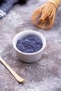 Blue matcha powder from Butterfly pea Royalty Free Stock Photo