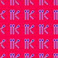 Blue Matches icon isolated seamless pattern on red background. Vector Royalty Free Stock Photo