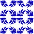 Blue Matisse plants seamless pattern. Minimal abstract floral print for wallpaper, textile, packaging