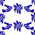 Blue Matisse plants seamless pattern. Minimal abstract floral print for wallpaper, textile, packaging