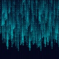 Blue Matrix Background. Binary Computer Code. Coding. Hacker concept. Vector Background Illustration Royalty Free Stock Photo