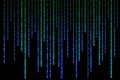 Blue matrix background of binary numbers. Matrix of computer data. Vertical digital binary code moves down