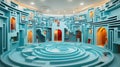 A blue maze with a circular room inside, AI