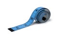 Blue measuring tape in inches